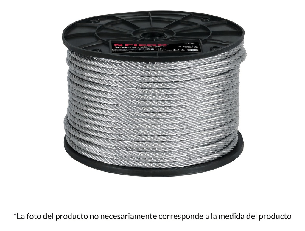 Cable Acero 3/16 7x7 Hilos 75 Mt Fiero 44206 Color Plateado