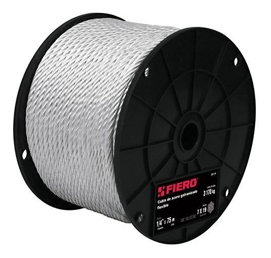 Cable Acero 1/8' 7x19 Hilos Fiero 44211 Color Plateado
