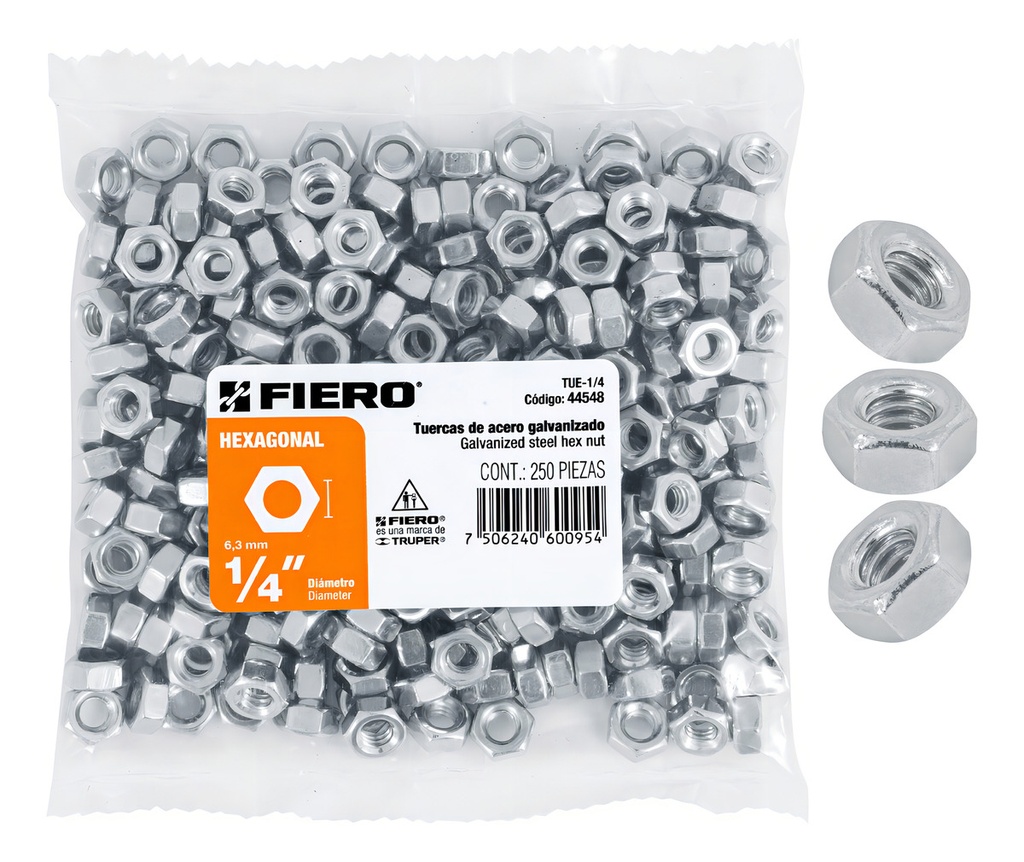 Tuerca Hexagonal 1/4' Fiero 44548