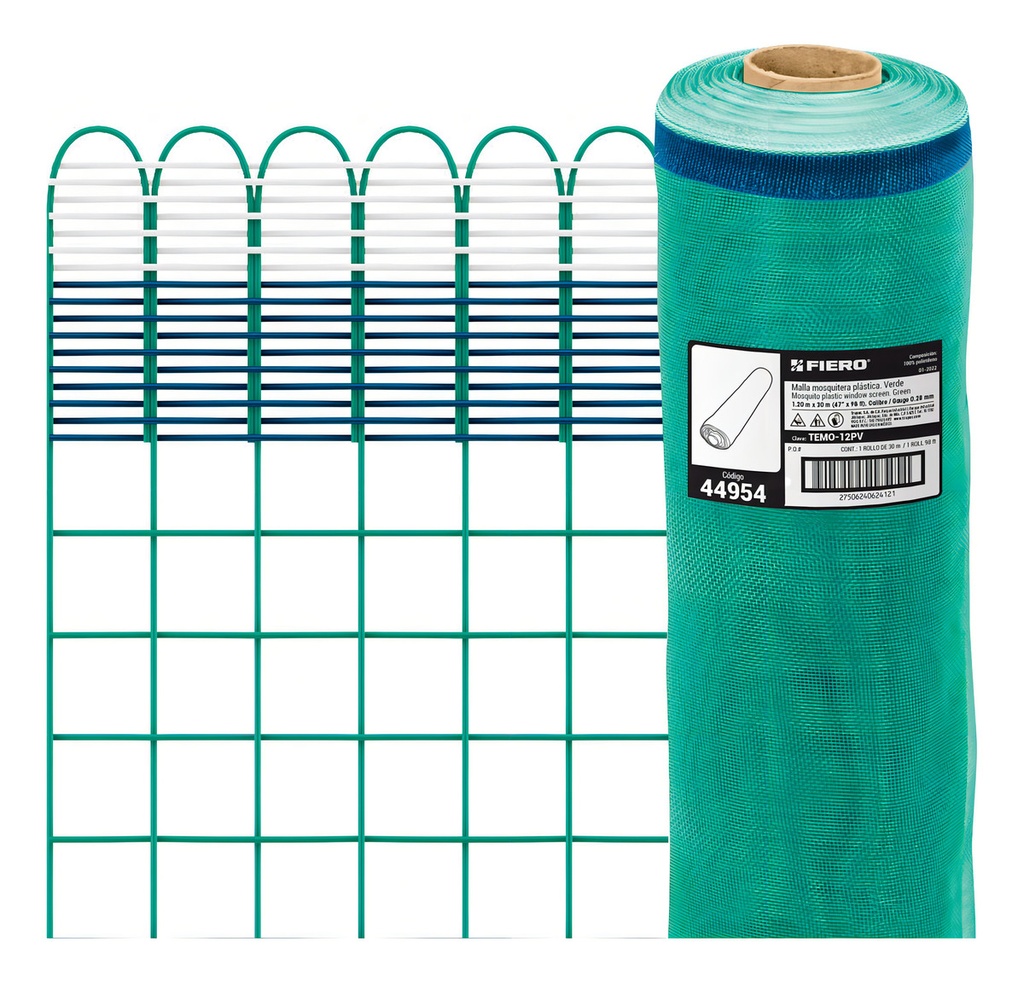 [TR-TEMO-12PV] Malla Mosquitera Plástica, 1.20 X 30 M, Verde Fiero 44954