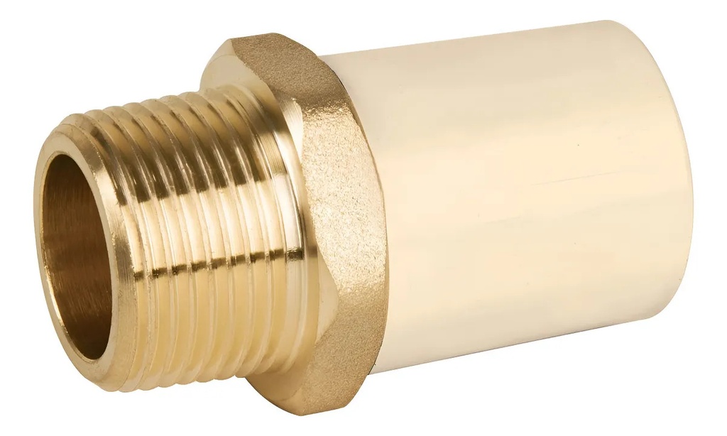 Adaptador Macho, Cpvc, Con Inserto Metálico 1/2 Foset 45104 Color Dorado