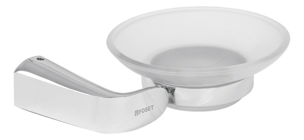 Jabonera De Latón Acabado Cromo Plato De Vidrio, Foset 45206