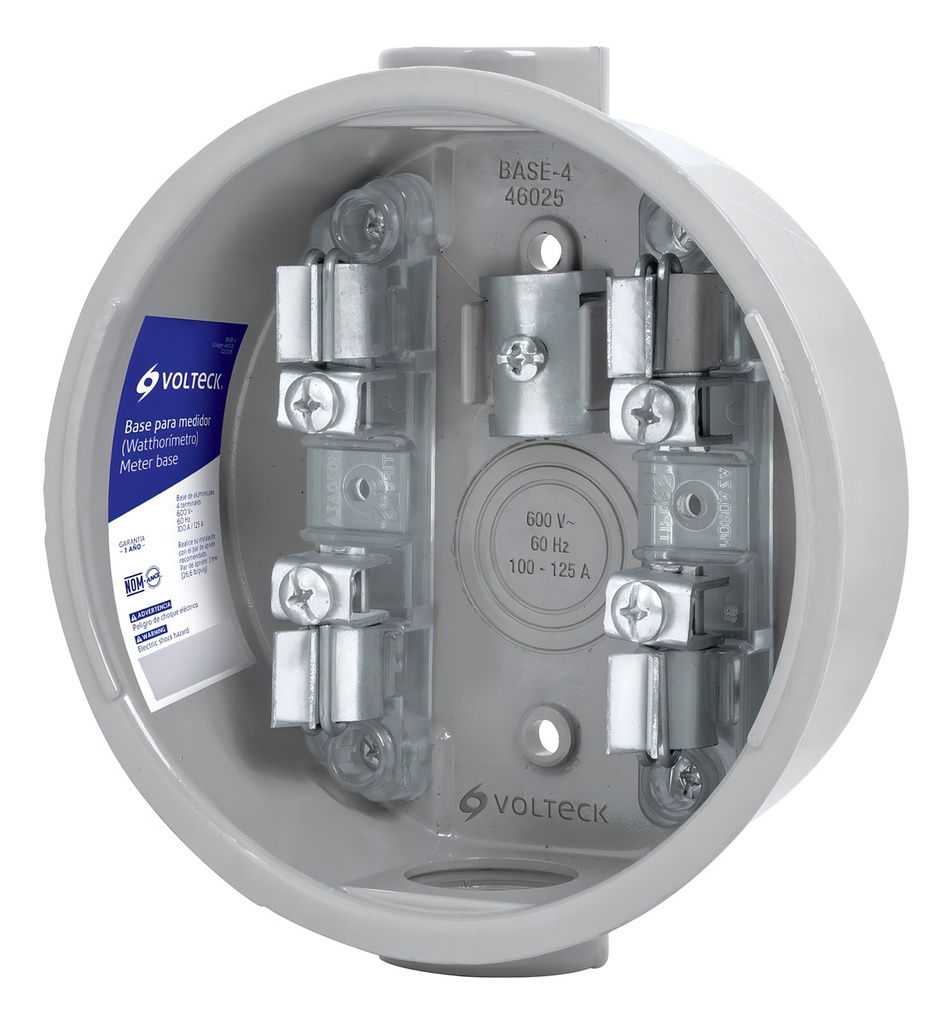 Base Para Watthorímetro, 4 Terminales, Volteck 46025