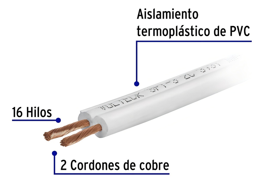 [TR-CDU-18] Cordón Duplex Flexible Spt 18 Awg Rollo 100 M Volteck 46069