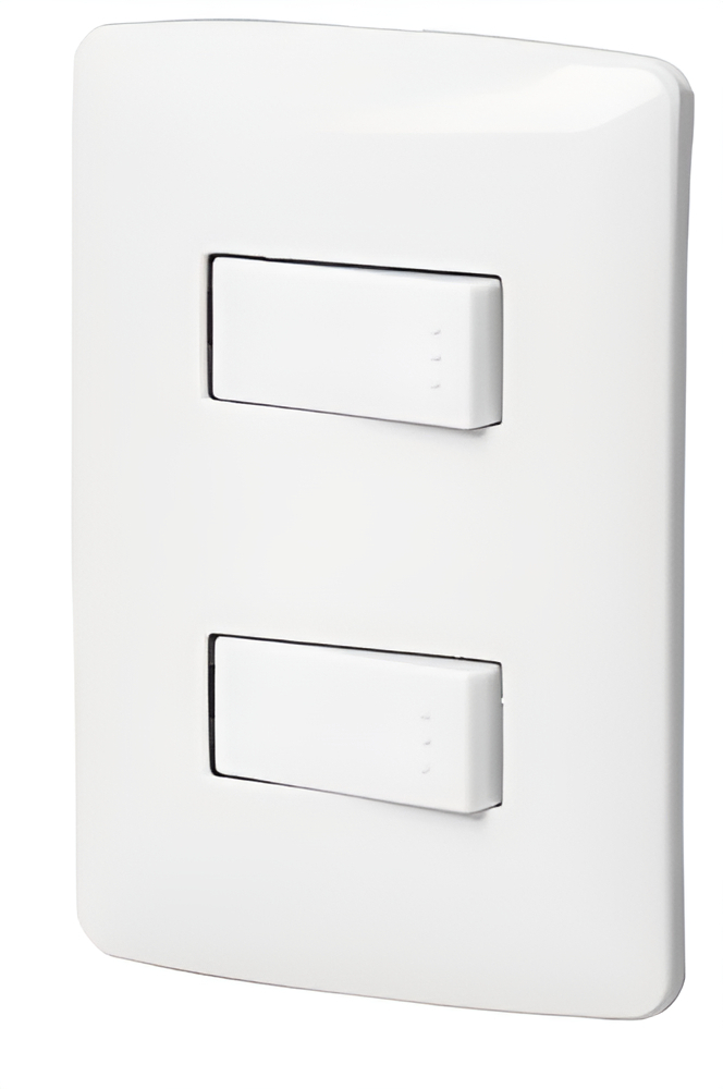 Placa Voltech 2 Interruptores 1 Sencillo 1 de 3 Vías Modelo Pa-apdo-eib Blanco
