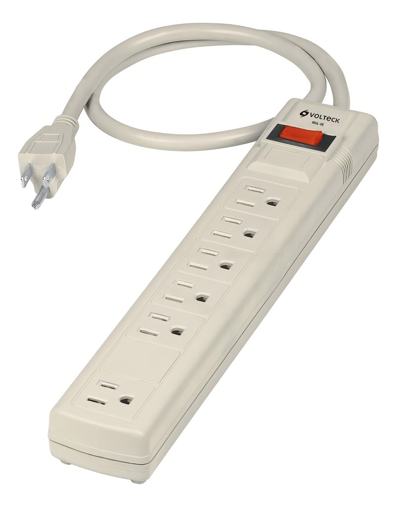 [TR-MUL-6] Multicontacto 16 Awg Uso Rudo Con 6 Entradas, Volteck