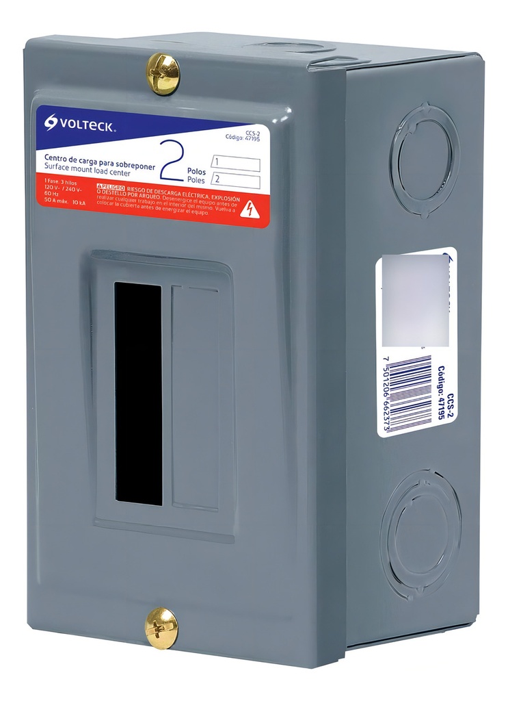 Centro De Carga De Sobreponer, 2 Polos Volteck