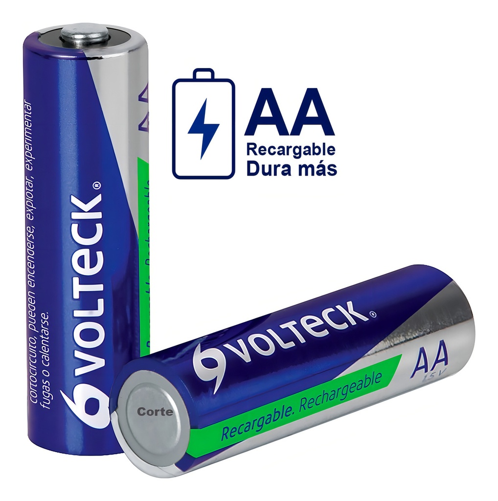 [TR-RE-AA] Pilas Recargables Larga Duración Aa 2500 Mah Volteck 47204