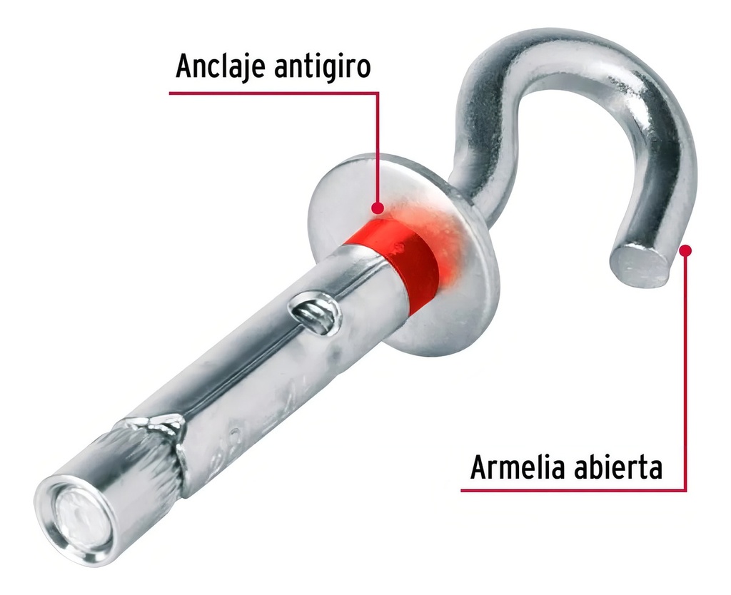 [TR-TAE-8X45A] Taquete Expansivo Armella Abierta 8 X 50 Mm 4 Pz Fiero 47564 Tae-8x45a