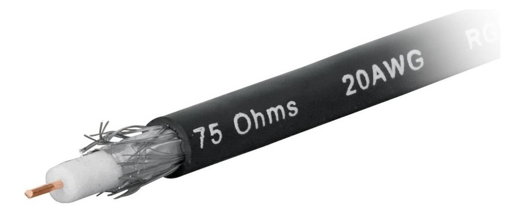 Cable Coaxial Rg 59 Rollo 100 Metros Alta Frecuencia Tv Negro
