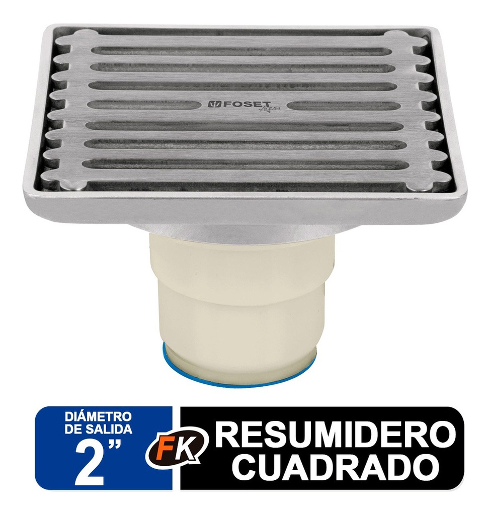 [TR-RS-701] Resumidero Inoxidable, Cuadrado, 4x4', Aqua Foset 49428