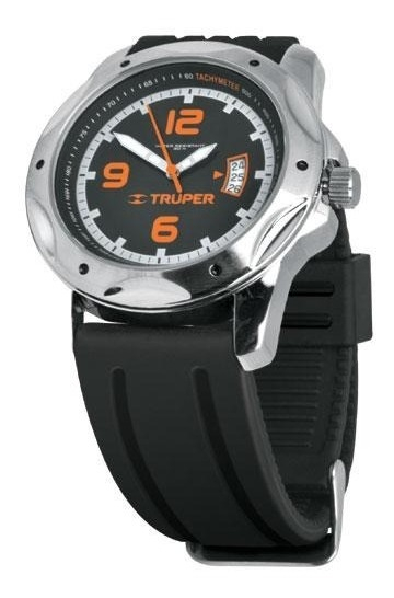 Reloj Caballero Cuarzo, Correa Plástico Truper 60070 Color De La Correa Negro