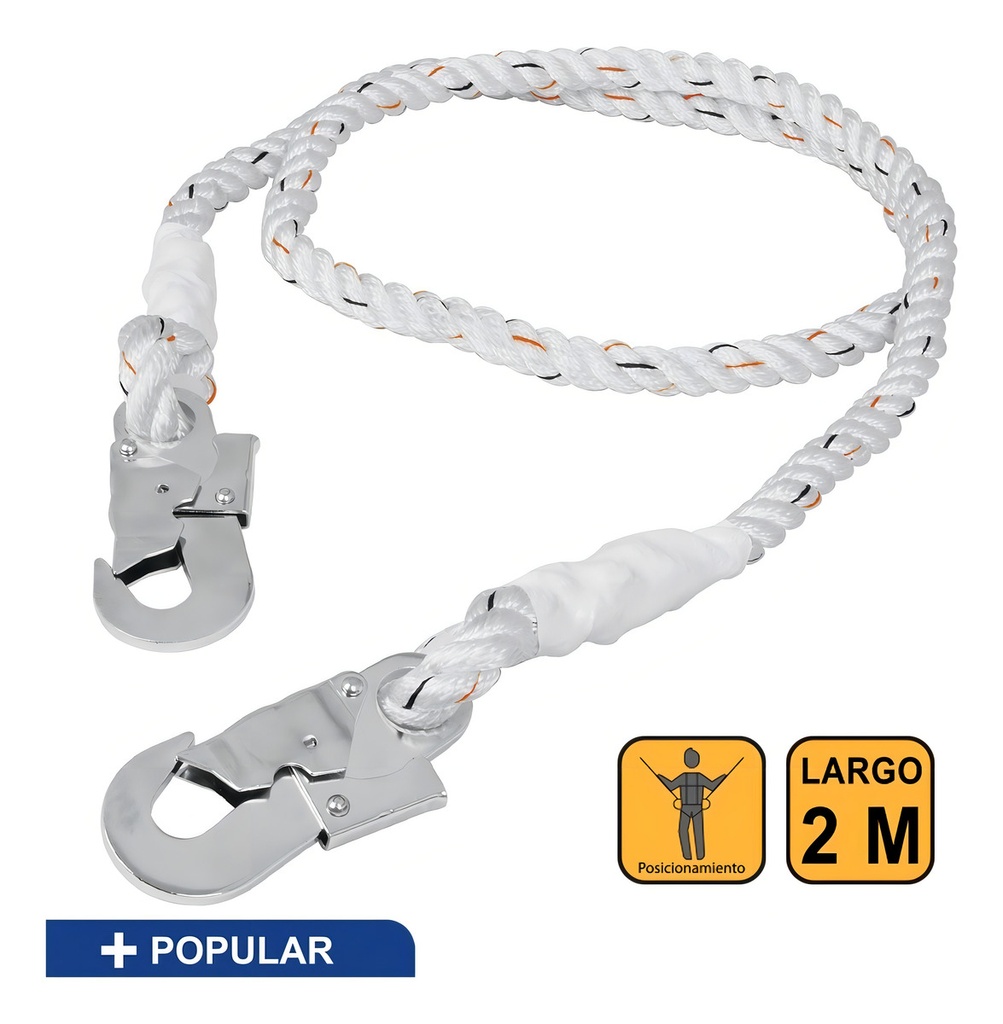 [TR-CAB-5489-20] Cable De Posicionamiento Con 2 Ganchos, 2 M, Truper 14436 Color Blanco