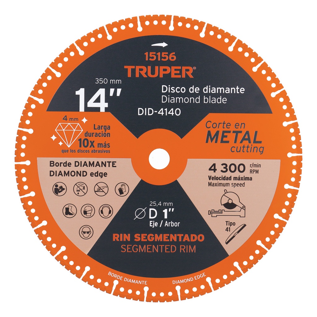 [TR-DID-4140] Disco De Diamante, 14 Corte Metal Truper 15156
