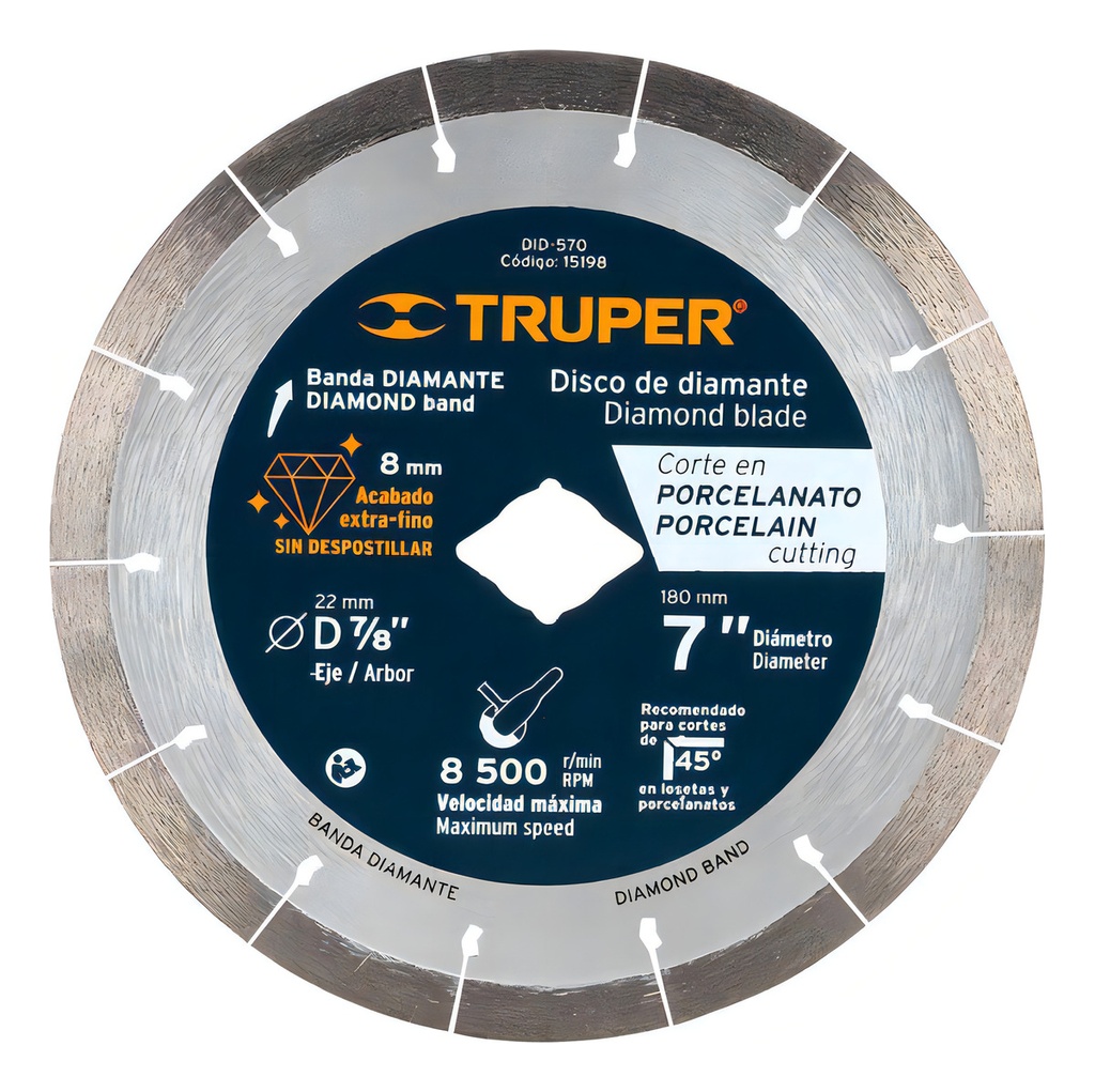 Disco Diamante 7'' Corte Porcelanato Loceta Truper 15198 Acero