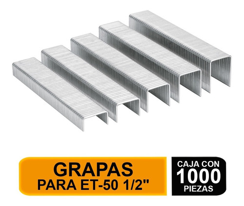 Caja Con 1000 Grapas 1/2" Corona 10.7 Mm Para Et-50, Truper