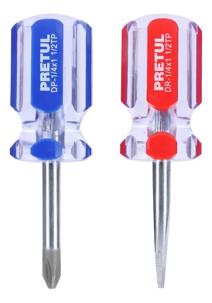 Desarmador Con Punta Plana, Estrella Pretul Jdt-2tp Con Mango Hexagonal De Polipropileno