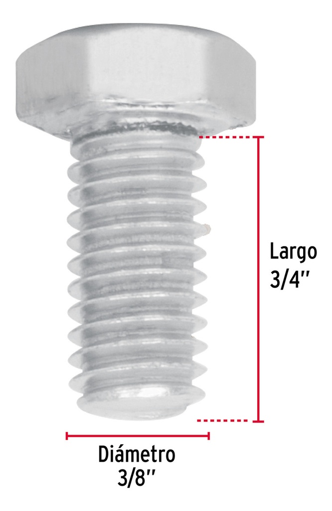 [TR-TORM-3/8X3/4] Tornillo Tipo Máquina, 3/8 X 3/4', Bolsa 50 Pz Fiero 44574