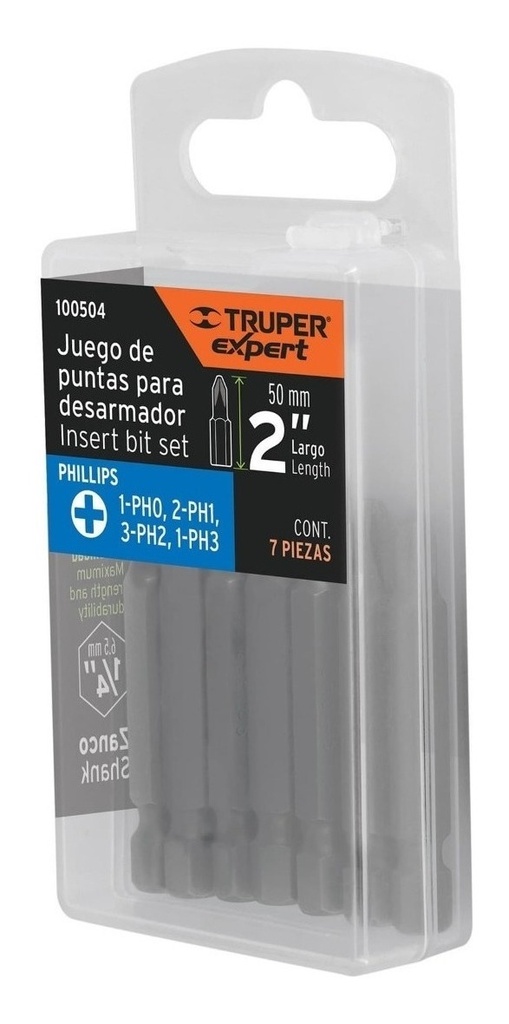 Juego de 7 Puntas Cruz, Largo 2', Truper Expert 100504