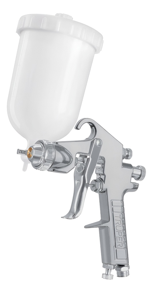 Pistola Pintar Gravedad Vaso Plast. Boq. 1.7mm Truper 101856 Color Gris