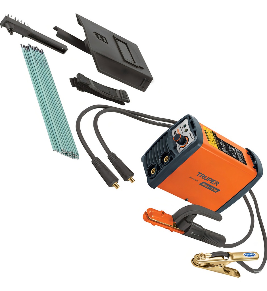 Kit De Mini Soldadora Inversora 130 A Con Electrodos Truper Color Naranja