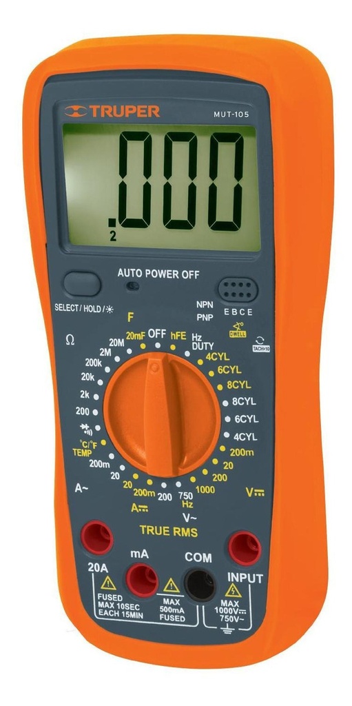 [TR-MUT-105] Multimetro Digital Ind. 1000 V Tacometro Truper 10403