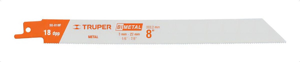 [TR-SE-818F] Segueta Sierra Sable 8" 18 Dpp Recta Metales2pz Truper 10798