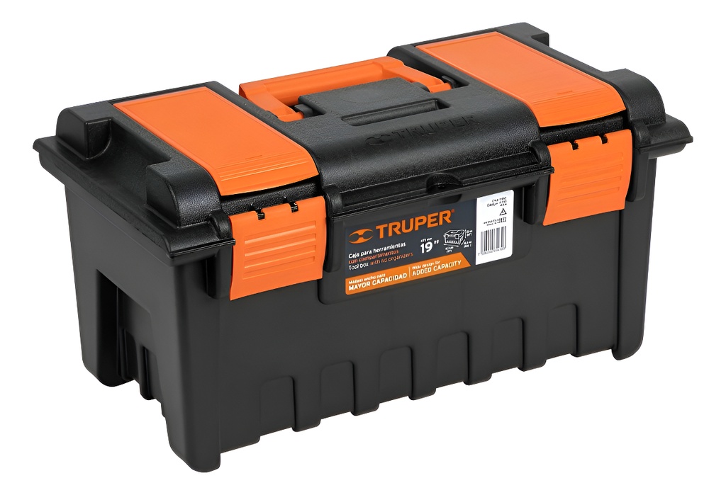 Caja Herramienta 19'' Naranja Con Comp. Truper 11143 Negro