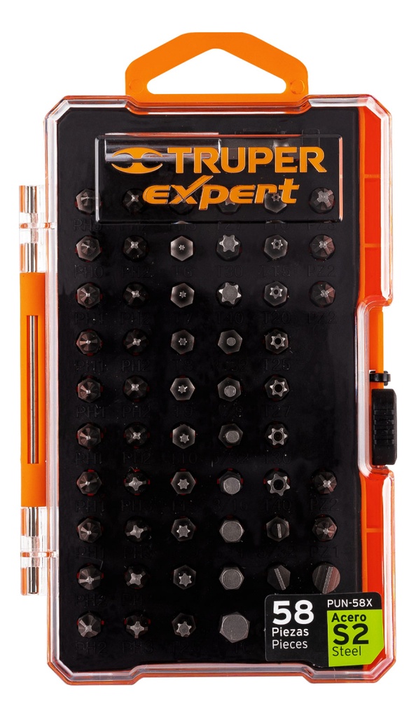 [TR-PUN-58X] Juego De 58 Puntas, 1 Pulgada S2, Truper Expert 11889