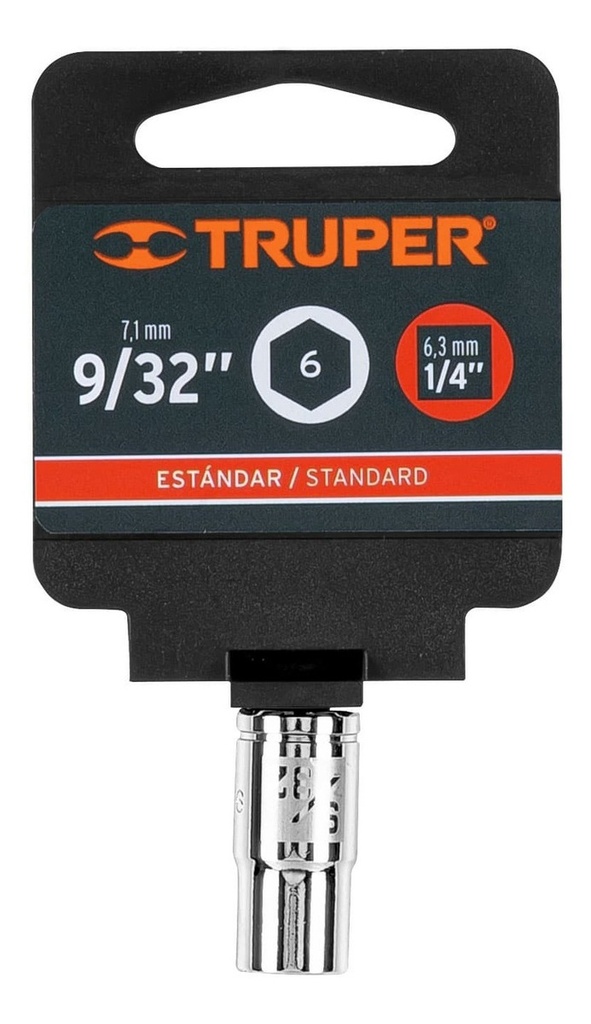 Dado 6 Puntas Cuadro 1/4 De 9/32 Truper 13157