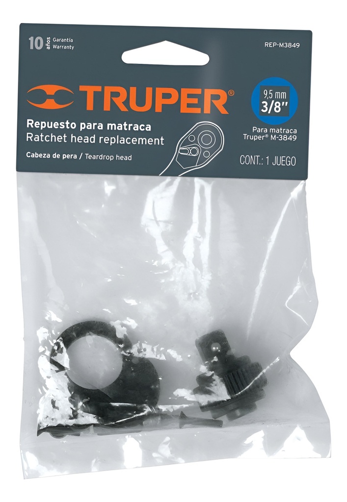 Repuesto Matraca Cabeza Pera 3/8' Truper 13658 Negro