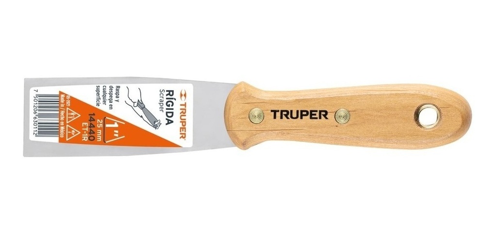 [TR-ET-1R] Espátula Rígida, Mango De Madera, 1" Truper 14440