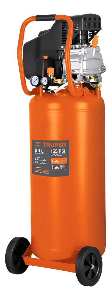 [TR-COMP-80LV] Compresora 80 Lt 3 Hp Vertical 120 V Truper 15656 Naranja 60 Hz Monofásica