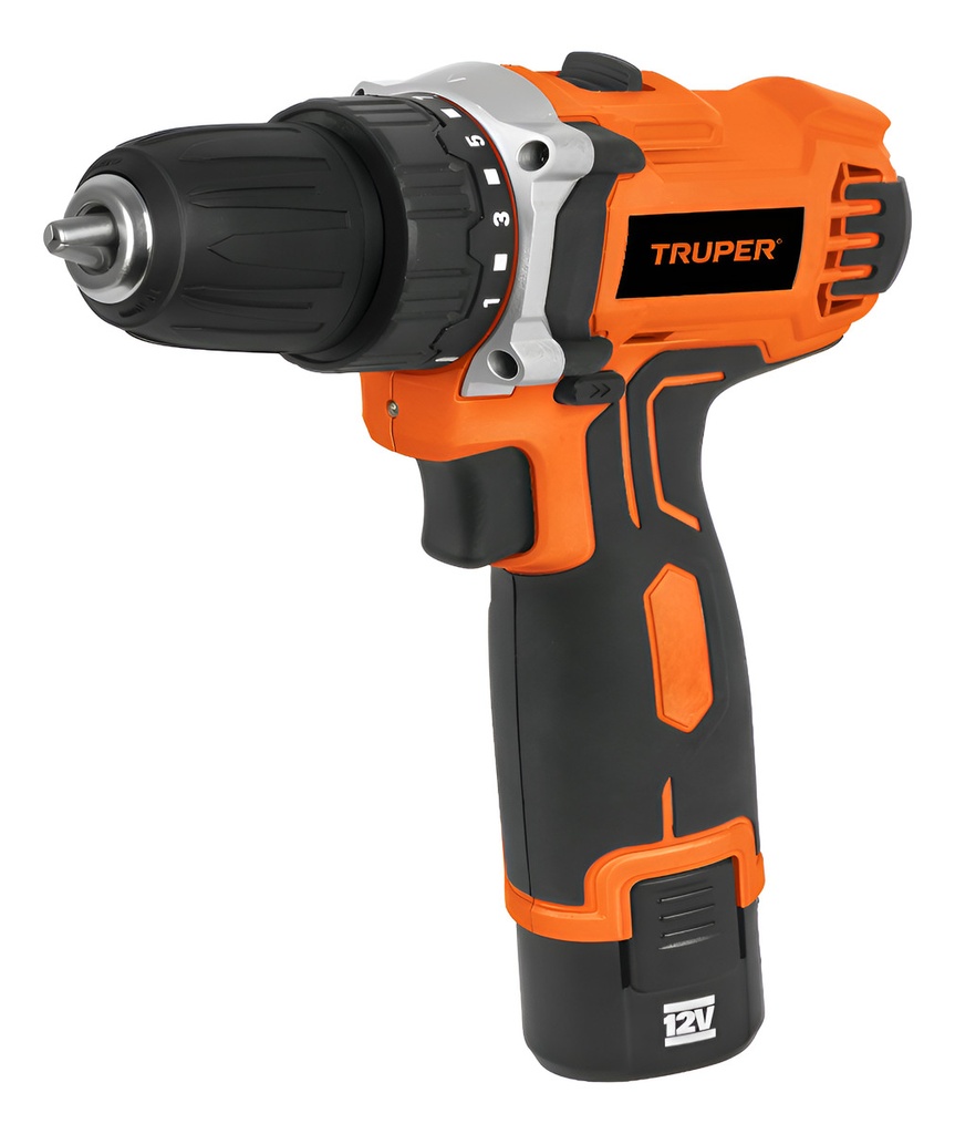 Taladro Inalambrico Compacto Prof. 3/8" 12v Truper 18653 Negro/naranja 60 Mhz