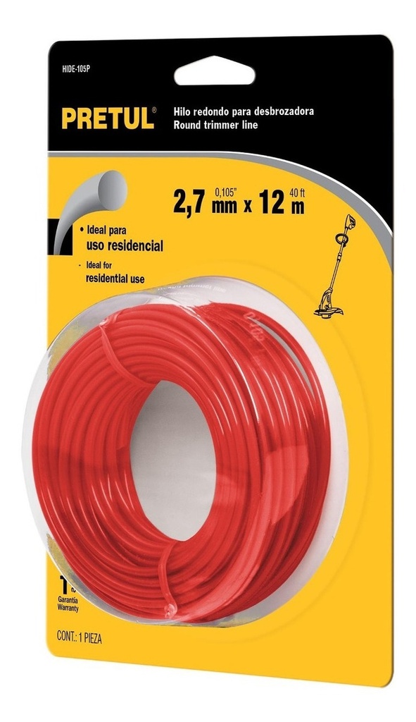 Hilo Redondo 2.7 MM X 12 Mt Rojo Pretul 20025