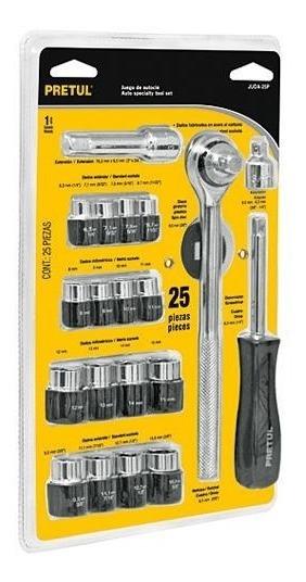 Juego Autocle 1/4 y 3/8 Mixto 25 Pz Pretul 21162