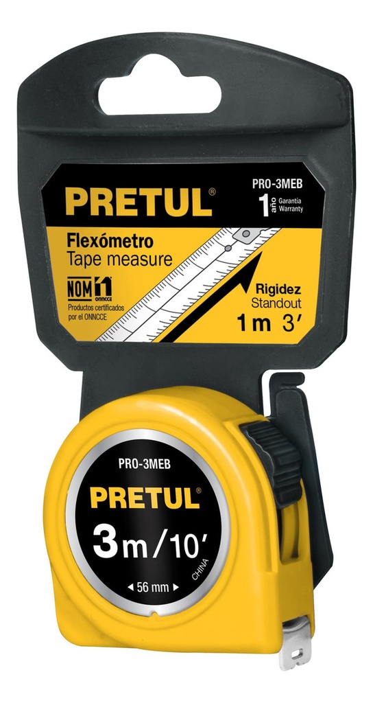 [TR-PRO-3MEB] Flexometro Amarillo 3 Mt Blister Pretul 21605