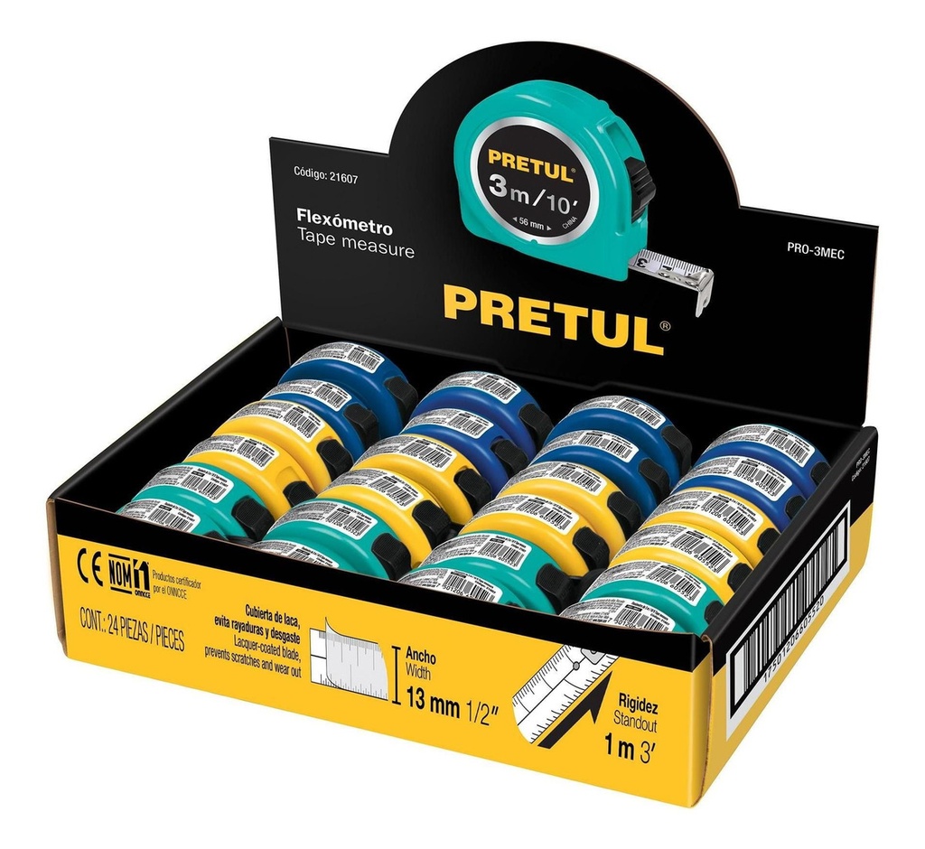 [TR-PRO-3MEC] Flexometro Colores 3 Mt Pretul 21607