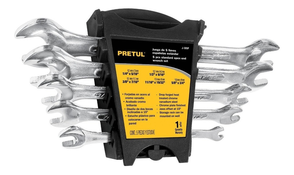 [TR-J-305P] Juego Llaves Española Standard 5 Pz Pretul 22000