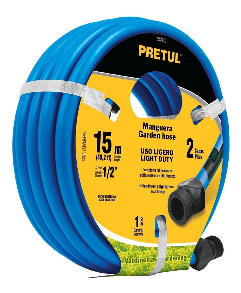 Manguera 2 Capas 1/2'' X 15 Mt Azul Pretul 25032
