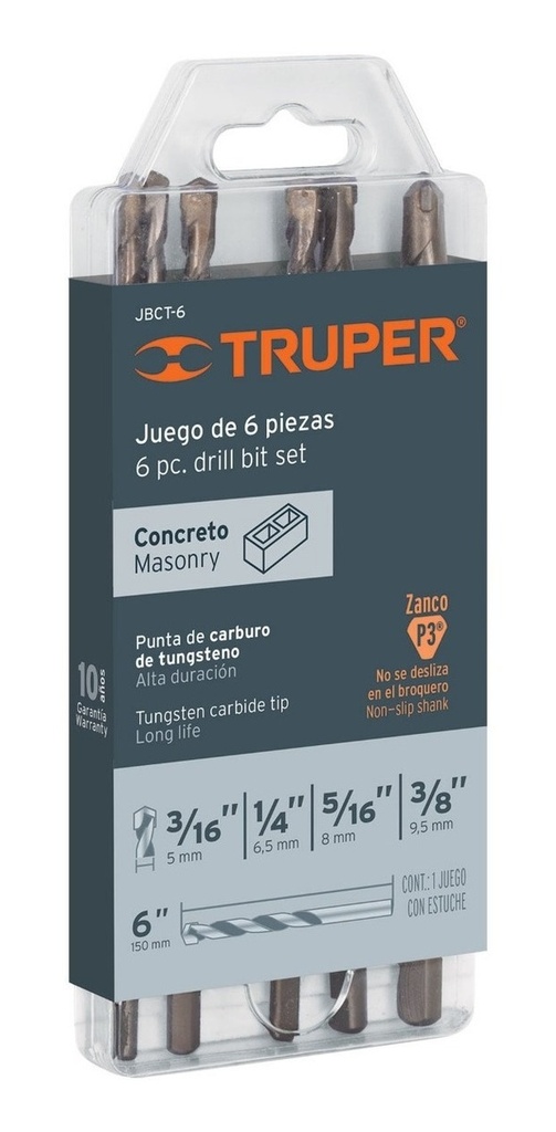 [TR-JBCT-6] Juego Brocas Concreto 6 Pz Truper 11295