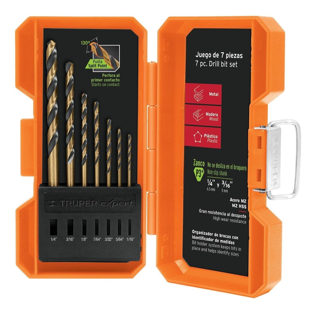 Juego Brocas A.v. 1/16" A 1/4" 7 Pz Truper 11396