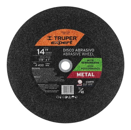 [TR-ABT-742] Disco Para Corte Metal, Tipo 41, Diámetro 14 Truper 11567 Color Gris Oscuro