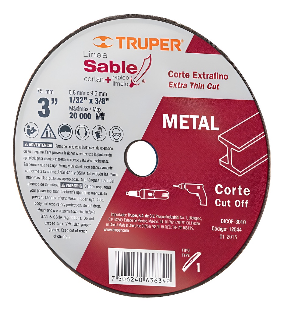 Disco 3'' Esmeriladora Neumatica Truper 12544