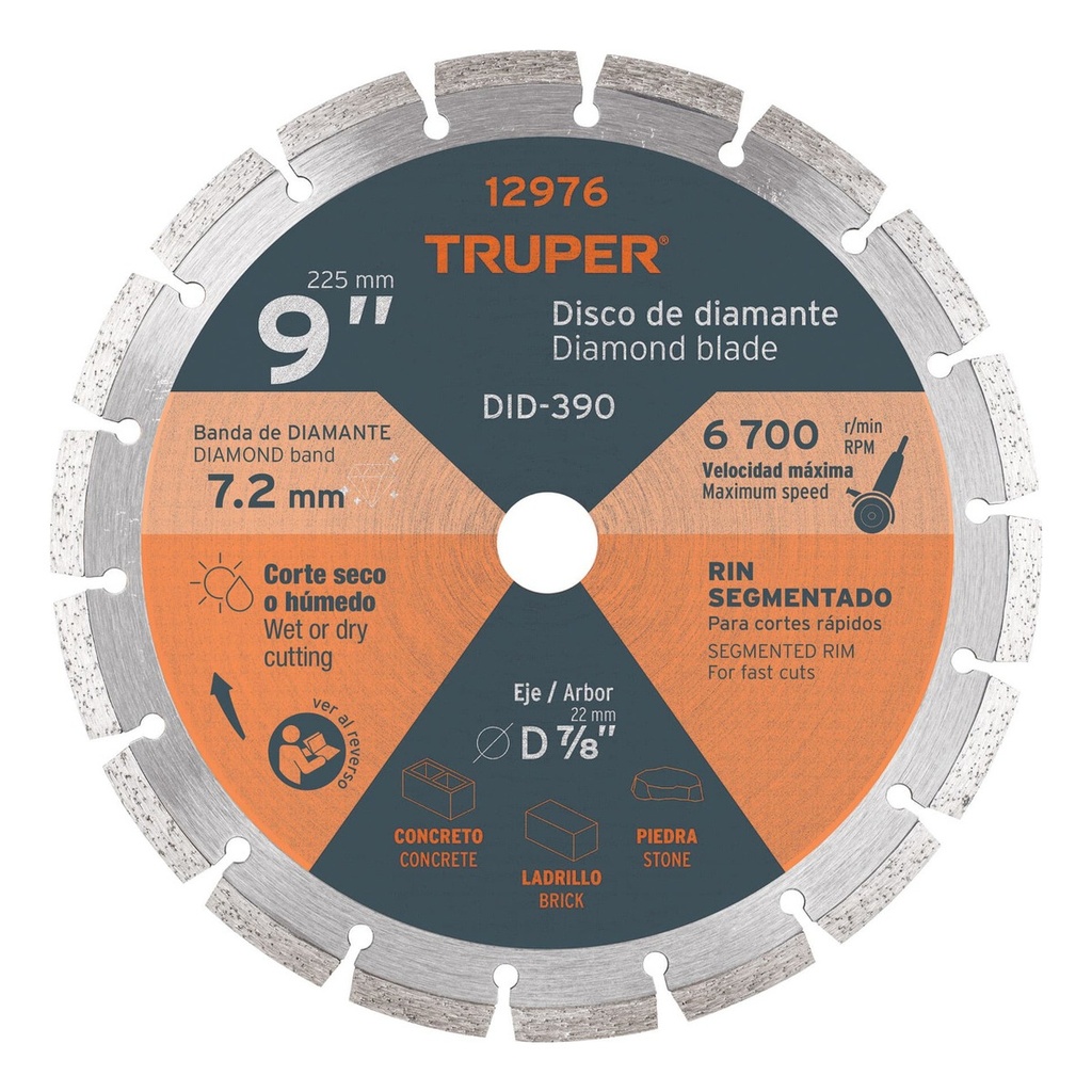 [TR-DID-390] Disco Diamante Rin Segmentado 9" Truper 12976
