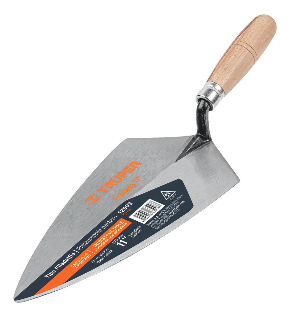 [TR-CT-11] Cuchara Para Albañil 11" Forjada Tipo Filadelfia, Truper