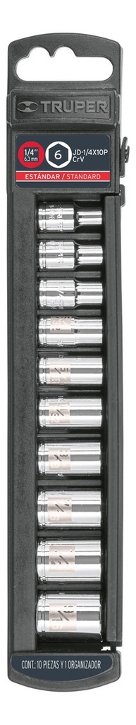 Juego Dados 1/4" Std Cortos 10 Pz Truper 14165