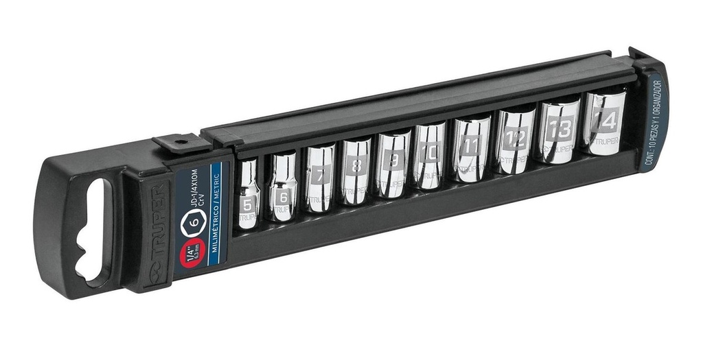 Juego Dados 1/4" Mm Cortos 10 Pz Truper 14166
