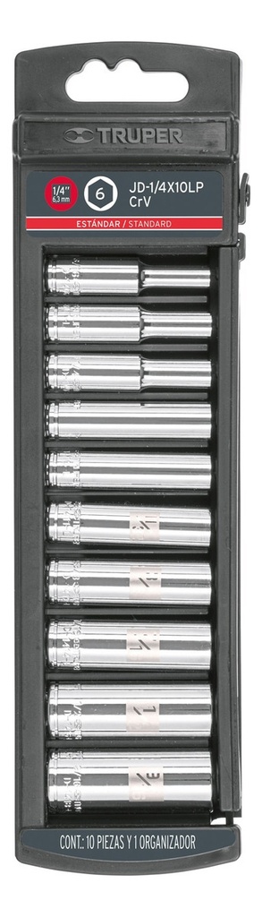 Juego Dados 1/4' Std Largos 10 Pz Truper 14167