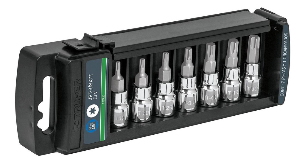 [TR-JPT-3/8X7T] Juego Dados 3/8' Torx 7 Pz Truper 14171
